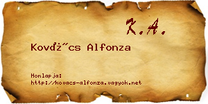 Kovács Alfonza névjegykártya